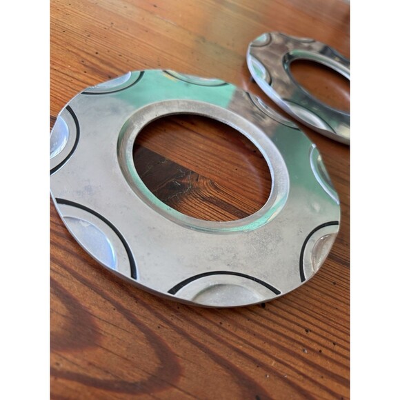 Pair of Lenox Scoop Trivets Solid Aluminum Holloware Cool Design 7.5" Diameter - Picture 5 of 16